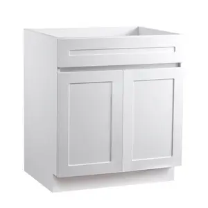 VEVOR White Shaker Base Cabinet, 30-Inch Unassembled Sink Base Cabinet, 30 Wx 24 Dx 34.5 H Ready to Assemble Cabinet with Soft-Close Doors and Adjustable Shelf, for Home Office