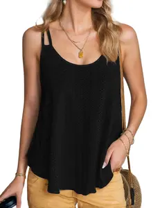 ZEAGOO DealsForYouDays Womens Cute Tank Tops Eyelet Sleeveless Spaghetti Strap Scoop Neck Loose Casual 2025 Summer Beach Vacation Flowy Shirts