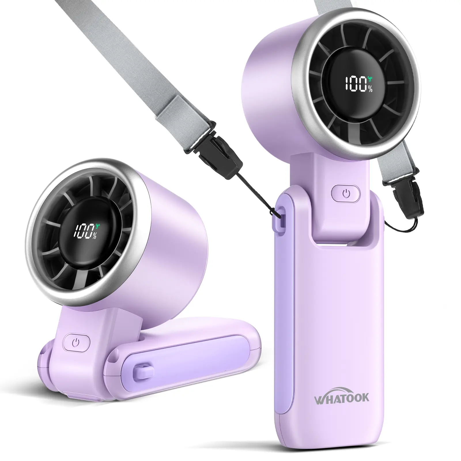 WHATOOK Portable Personal Cooling Fan - Handheld Mini Fan with Air Turbo Tech, 4000mAh Battery, LED Display, 5-Gear Wind, 3-in-1 Foldable for Outdoor Working, Travel, Fan Portable