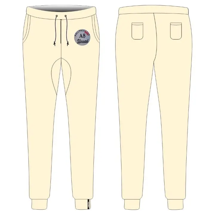Politrickkks As Usual Cream Joggers Adorned with Embroidered Logo for Stylish Comfort
