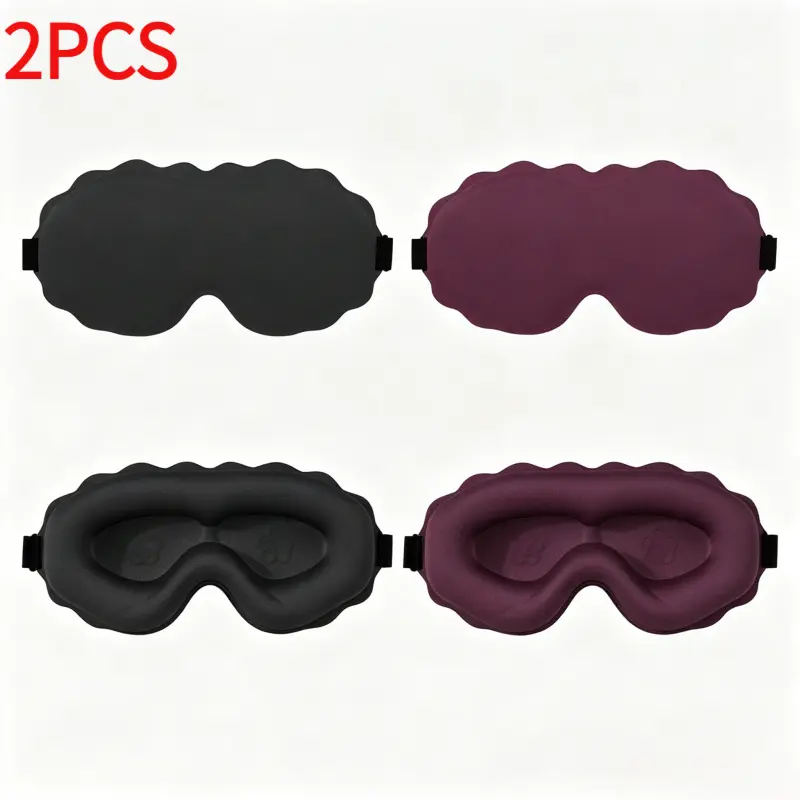 2PCS Unisex  3D Premium Sleep Mask, Ultra Soft Skin-Friendly Eye Cover,  Light-Blocking Eyemask with Lash Extension Design, Unisex Sleeping Aid, Blackout Sleep Mask, Sleep Aid Products (Black+Red)