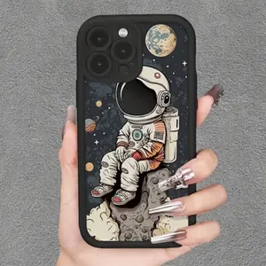 Astronaut Pattern Case for iPhone 16 15 14 Pro Max 13 12 11 XR XS Plus Shockproof Anti-Scratch Durable PC Back Protective Cover