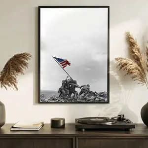 [NO FRAME] Iwo Jima Flag Raising Poster, USMC Semper Fi Veteran Patriot Wall Art, USMC American Military UNFRAMED PRINT, U.S Marines Corps MADE IN USA Poster