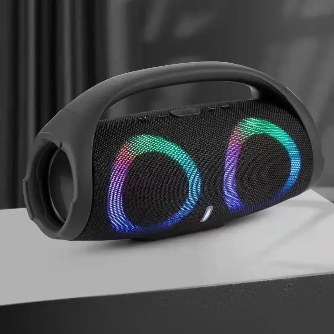 high power bluetooth speaker portable RGB colorful light waterproof wireless subwoofer 360 stereo surround TWS FM boombox