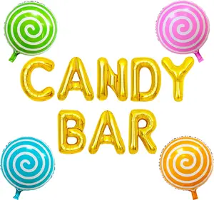 Candy Bar Balloons Banner Sign Decors Candy Lollipop Balloon for Candyland Sweets Birthday Baby Shower Wedding Engagement Party outdoorfun