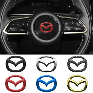 1PCS Car Steering Wheel Center Emblem Cover Sticker Decoration Accessories For Mazda 3 6 Atenza Axela Demio CX3 CX5 MP MS RX8 Car Goods