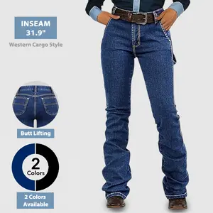 Flamingals Wash Mid Rise Bootcut Carpenter Jeans Womenswear Western Chic