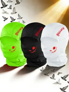 3pcs/2pcs/1pc Unisex Smiling Face and Letter Balaclava Mask Neck Gaiter Headwear Breathable Ski Mask for Men Women Outdoor Sports Hiking Fishing Commuting Suitable for Daily Wear