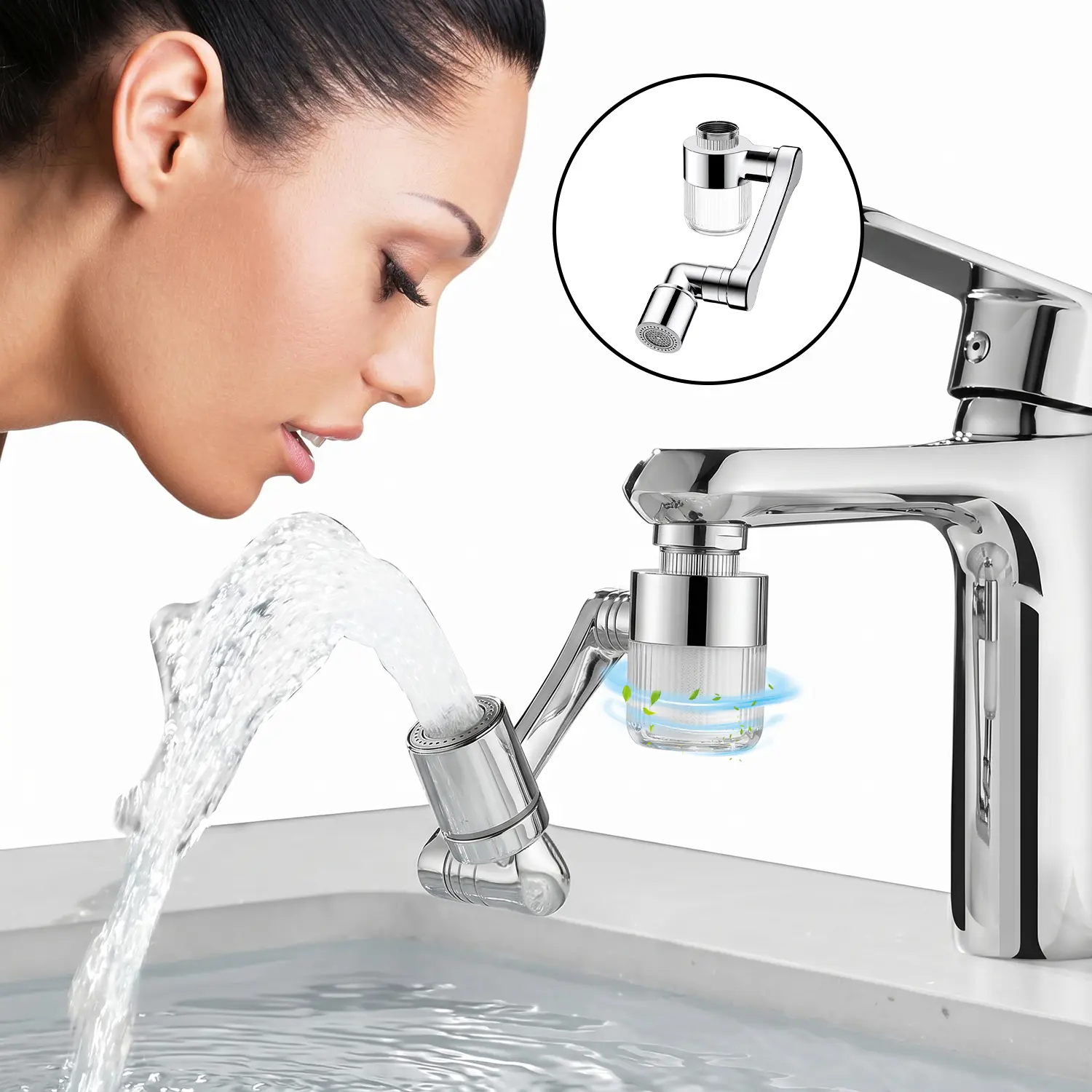 1440° Rotating Faucet Extender with 2 Spray Modes, Universal Swivel Sink Aerator with 5 Filter Cartridges, Foldable Splash-Proof Tap Attachment for Kitchen and Bathroom,back to school,back to school haul