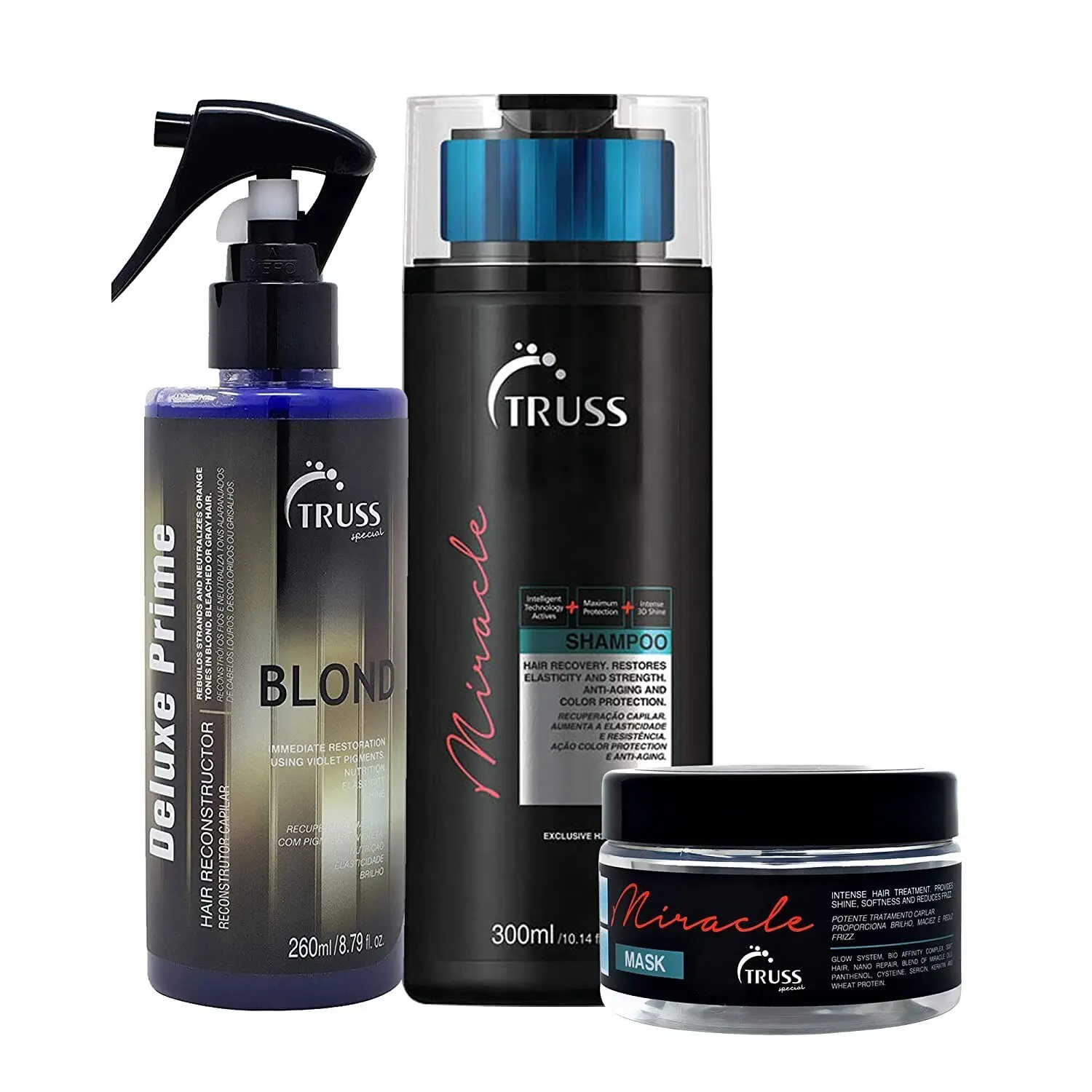 Truss Miracle Shampoo & Miracle Mask & Blond Prime Set Bundle