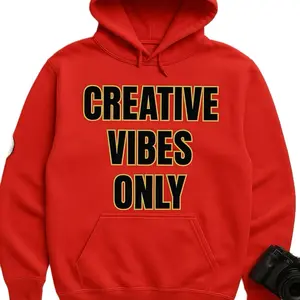 CREATIVE VIBES ONLY Hoodie Bold Inspiring Perfect for Creators Soft Cozy Unisex Fit Vibrant Graphic Hoodie for Content Creators Crafters Entrepreneurs and More