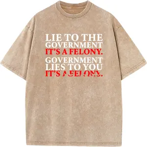 Plus-Size Women's Oversized Tee with Bold "Lies to the Government" Slogan – Loose Fit, Round Neck Summer Statement Shirt, Perfect Holiday Gift