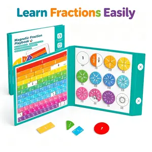 Magnetic Fraction Math Learning Book for Kids Aged 3-8, Colorful Painting Educational Puzzle Toy, Magnetic Book