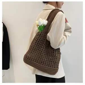 Crochet Tote Beach Bags for Women, Mesh Beach Tote Knit Bag, Summer Vacation Aesthetic Boho Hobo Shoulder Bagfor Hobo Bag Aesthetic Tote Handbags Women