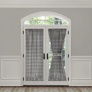 Achim BC54X72BW6 54 x 72 in. Polyester Light Filtering Buffalo Check Rod Pocket Curtain Panel, Black