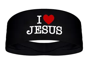I Heart Jesus I Love Jesus 4" Wide Sports Tapered Stretch Headband Faith Christian Sweatband Head Sweat Band Running Football Soccer Accessories B3 U ATHLETICS