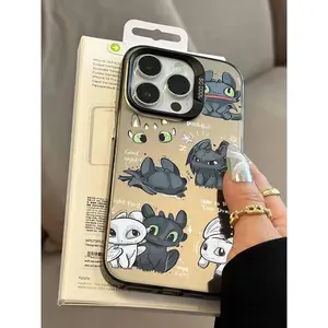 Couple Toothless Fury Dragon For iPhone 17 16 15 14 13 12 11 Pro Max Plus Colorful Silver Phone case Funda