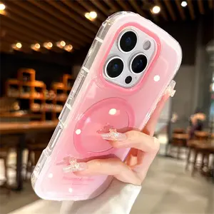 Gradient Candy Oval Soap Magnetic Case for IPhone 17 16 15 14 13 12 Pro Max for Magsafe Shockproof Glossy Dopamine Cover Funda