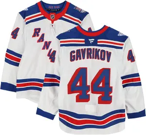 Vladislav Gavrikov New York Rangers Game-Used #44 White Jersey vs. Buffalo Sabres on October 9, 2024