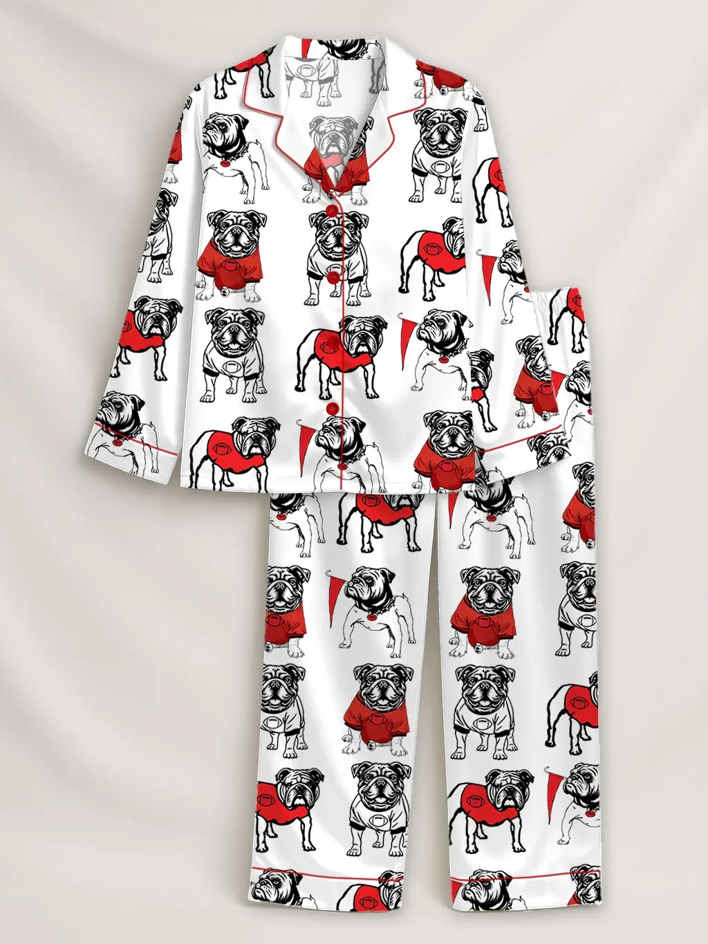 Bulldogs Football Satin Pajama Set: Women's Luxury Sleepwear