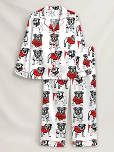 Bulldogs Football Satin Pajama Set: Women's Luxury Sleepwear
