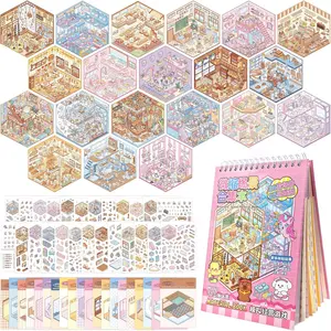 20 Set 3D Sticker Scene Book, DIY House Stickers for Adults & Kids, Cute Animal Themed Creative Activity, Relaxing Stress Relief, Sticker Packs