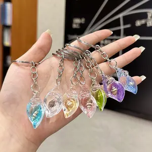 Acrylic Transparent Glow-in-the-Dark Conch Keychain, Realistic Luminous Seashell Bag Charm, Couple Key Ring Accessory for  Bags