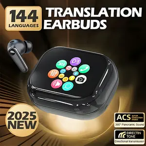 Ai Translator Earbuds Smart Touch Screen Translator Earphone 144 Languages Translator EarbudsTravel Abroad Easy Conversation, Translating Earbuds, International Conversation, Multilingual Translator, Lightweight Earphones, Modern Translator