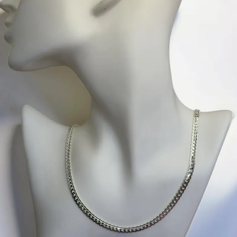 19” Silver Plated Herringbone Chain Necklace – Classic & Elegant