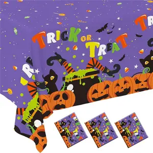 Halloween Party Disposable Tablecloth, Plastic Table Cover for Halloween Themed Party, Halloween Party Supplies, 3 PCS, 54”x108”
