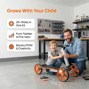 20-in-1 Pedalless Children’s Balance Bike Ride-On Toy, 1-4 Age Range, Construction Building Set, Outdoor Activity Gift