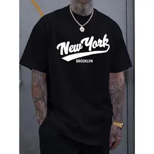 Cotton Short Sleeve  T-Shirt Men's Casual New York Graphic Tee - Brooklyn 1989 Print, Soft Cotton Short Sleeve T-Shirt, Machine Washable, Summer Fashion