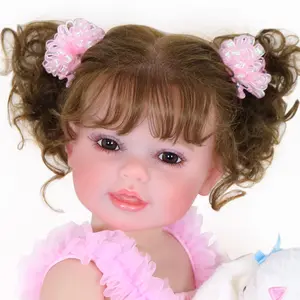 Reborn Toddler Girl-22 inch Happy Dance with 3D Painted Skin Visible Veins on face and Soft Full Vinyl with Rooted Hair with Plush Little Bunny