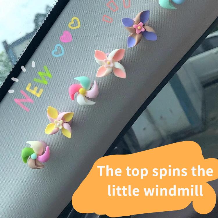 Cute Small Windmill Ornament for Car Decor, Self-adhesive Creative Design Sticker, Car Center Console Decoration, Universal Car Interior Decorative Accessory, Car Stickers, Girly Car Accessories