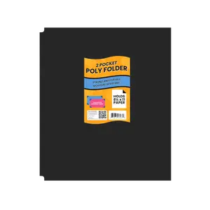 Black Poly Pocket Folder - 2-pockets With Business Card Slots