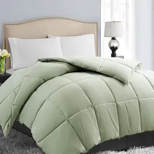 California King Down Alternative Comforter - Quilted Duvet Insert for Seasons, Lightweight with Corner Tabs, Summer Winter Warm, Sage Green 96x104 Inches