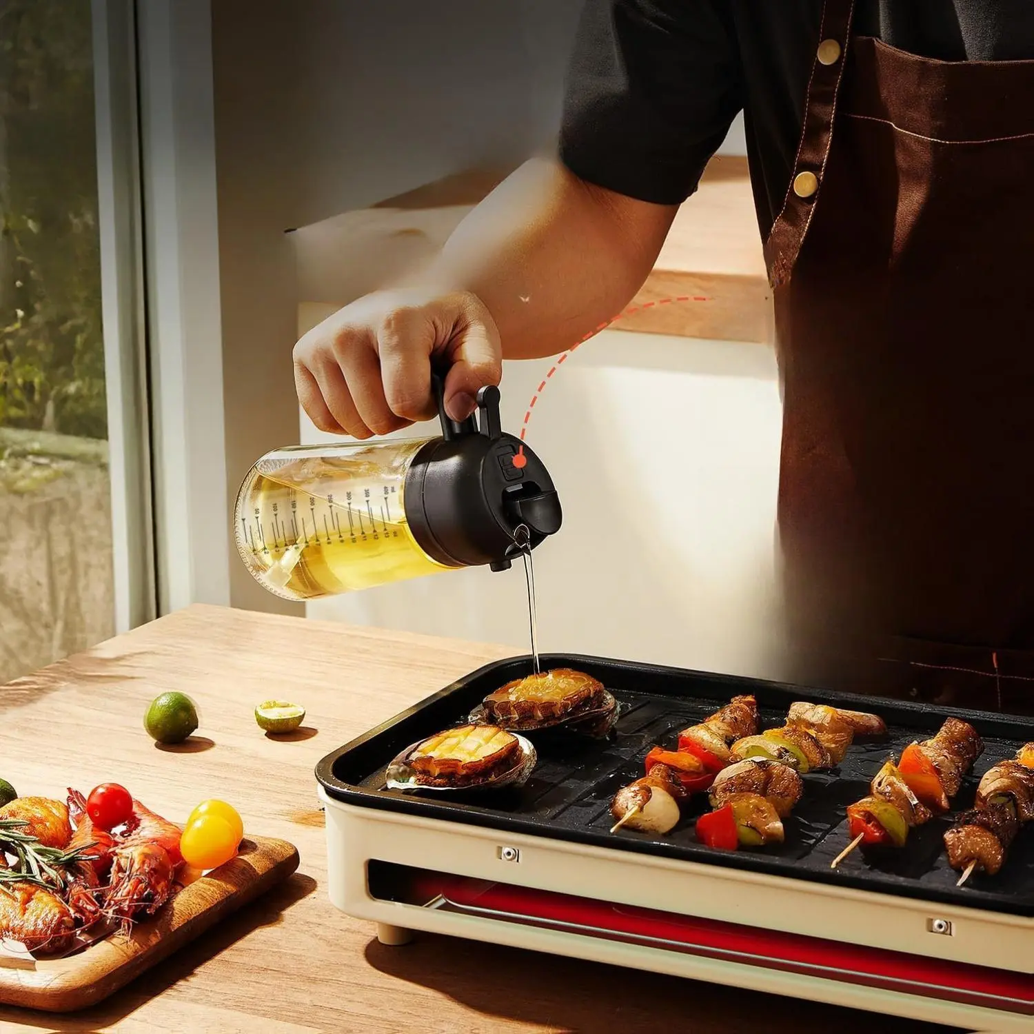 ティップネス　スリムタッチ TrendPlain 16oz/470ml Glass Olive Oil Sprayer for Cooking - 2 in 1