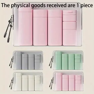 6-Piece Travel Makeup Cosmetic Dispenser Bottle Set, Cosmetics Makeup Tools, Portable Compact Cream & Shampoo Containers, Includes PU Bag, Sizes 100ML-15ML, Ideal for Travel Essentials