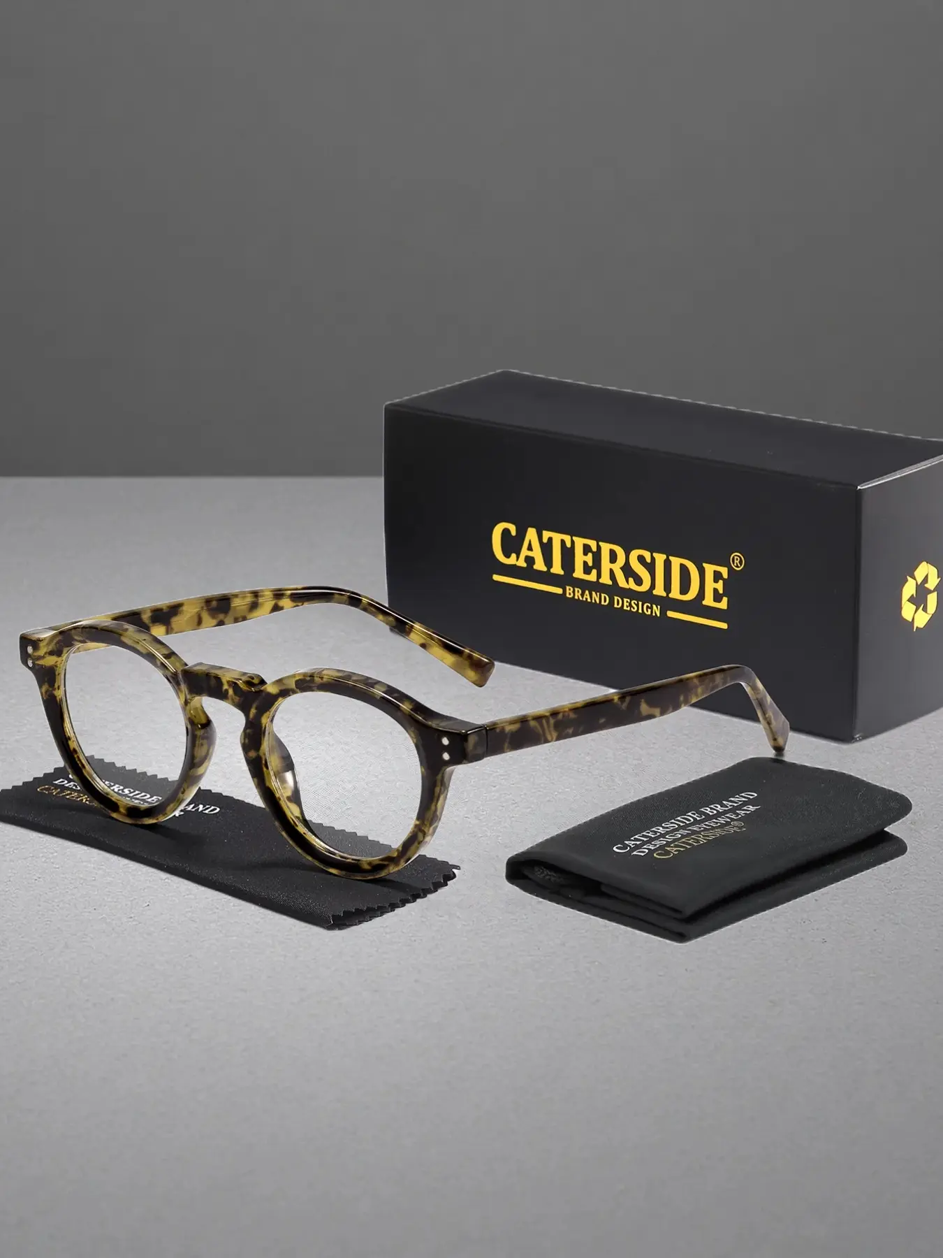 CATERSIDE One Pair With Packaging Personality Street Style Thick Frame Prescription Glasses TR90 Material CP Temple Tips Retro Versatile Travel Music Festival Gathering Road Trip Casual Scene Matching