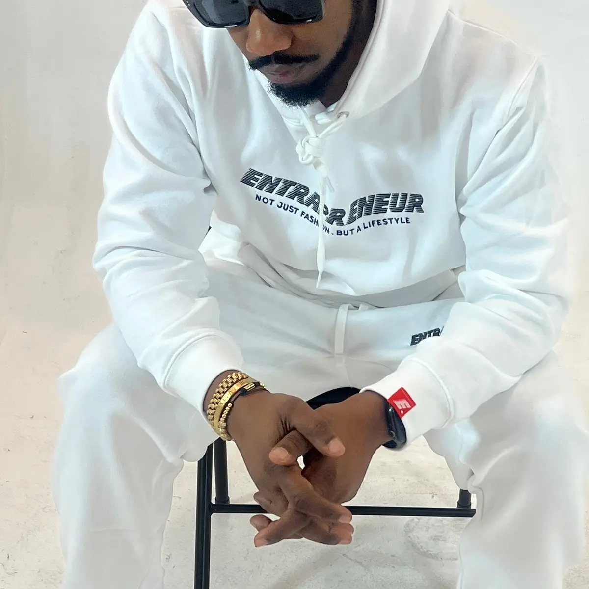 White embroidered 2pc sweatsuit unisex