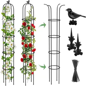2 Pack Garden Obelisk Trellis for Climbing  Outdoor, 6.2 FT Tomato Cage, Rose, , Grape, Pea, Cucumber Trellis, Rustproof Plastic Coated Metal  Support Trellis for Potted