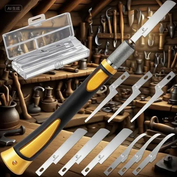 Precision Mini Japanese Razor Saw Tool Kit - Compact Stainless Steel Saw with 9 Interchangeable Blades (3 Types), Lightweight Ergonomic Comfortable Grip Handle, Versatile Use for Hobbyists’ DIY Fine Trimming in Tight Spaces