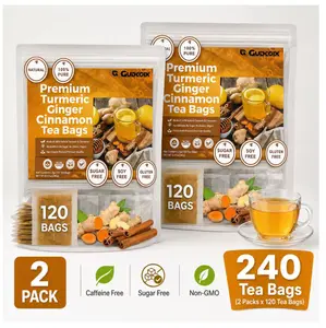 240 Premium Turmeric Ginger Cinnamon Herbal Tea Bags, 100% Natural Blend, Caffeine-Free, No Additives, Vegan-Friendly, Eco-Conscious