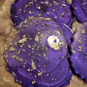 Purple Silver flakes set of 4 coasters