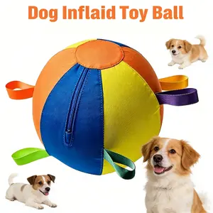 Dog Training Toy Ball with Handle, Border Collie Pet Toys, Interactive Fetching Game for Dogs, Durable Rubber Material