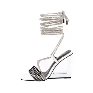 The Riviera: White Chrome Wedge with Black Diamonds