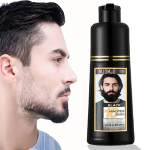 Hair & Beard Dye for Men Black, Long Lasting Beard color for men,Black Mustache & Beard Dye Shampoo,100% Gray Hair Coverage in Minutes 200ml