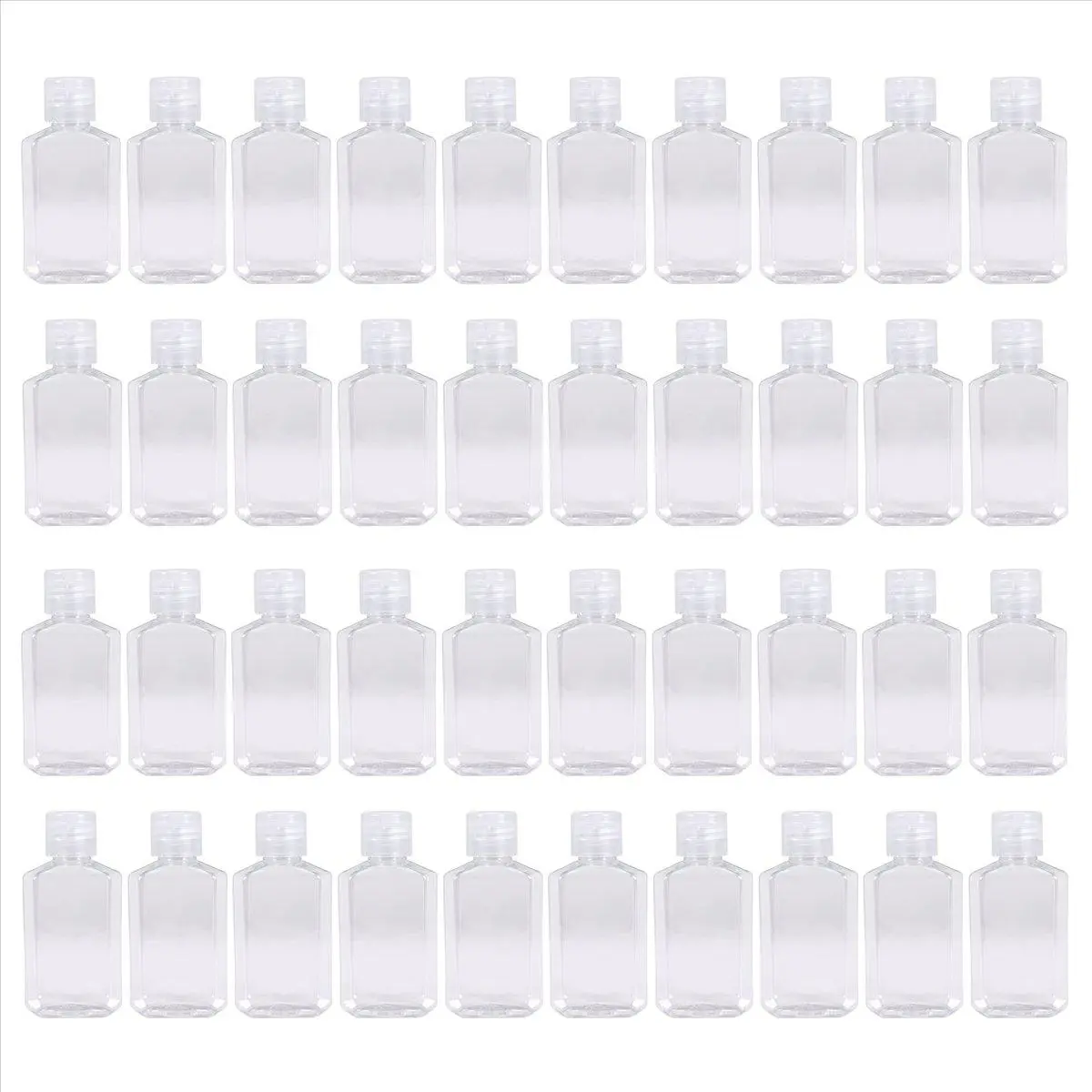 40 PCS 2 Oz 60 Ml Clear Refillable Flip Top PET Plastic Travel Bottle Container