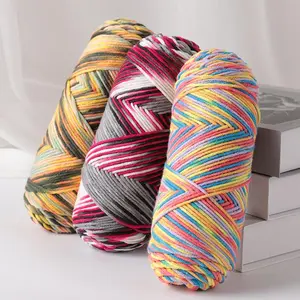 Multicolor Crochet Yarn, 500g Multicolor Striped Crochet Yarn Pack, DIY Handmade Material for Sweater, Hat, Scarf Projects