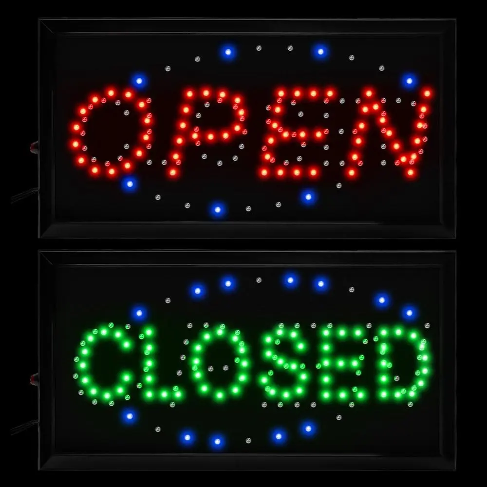 Led Open Signs Decor for Business Mart Shop Store Bar Cafe Barber  Now Open Sign Display On/Off  + Chain (2 in 1 Open Closed)